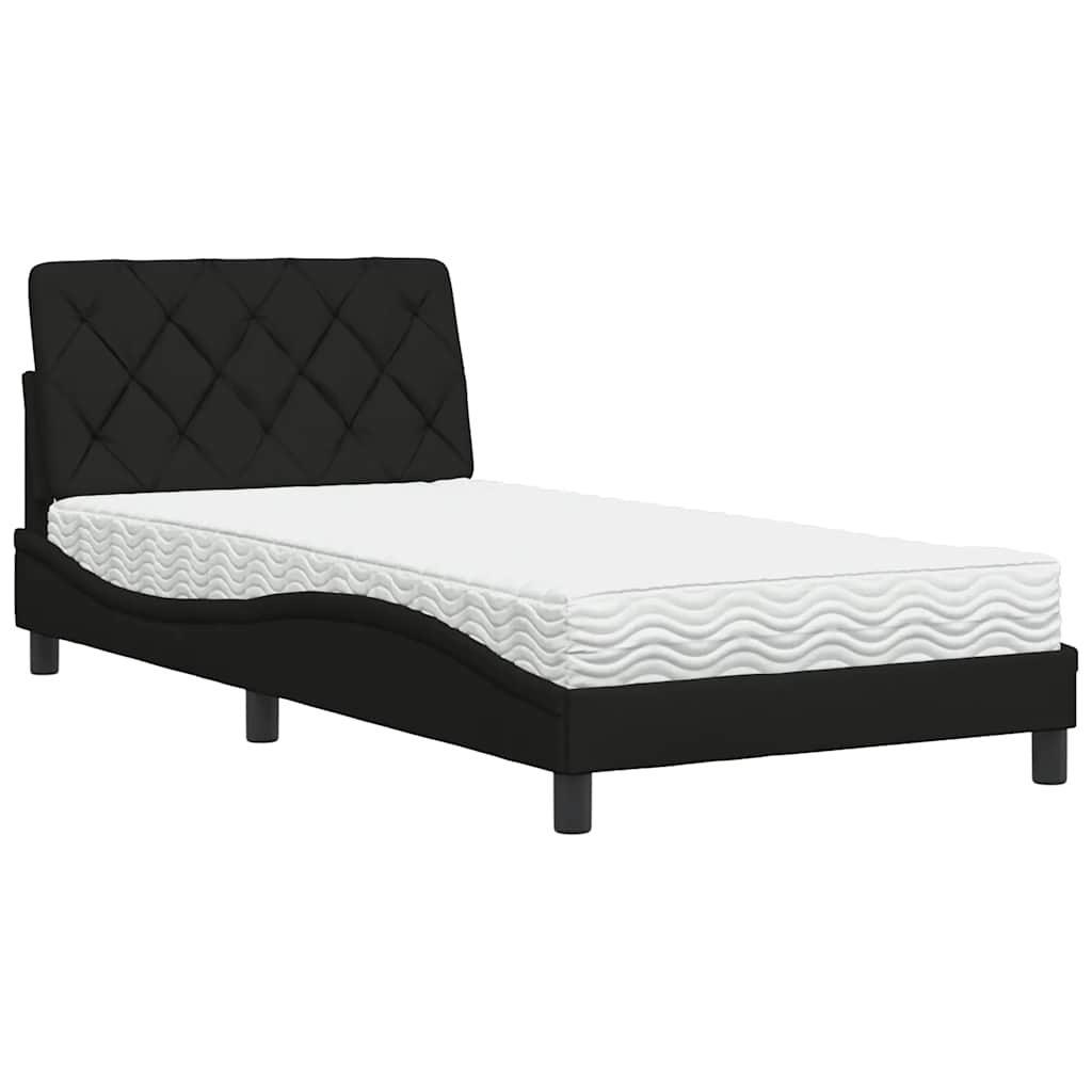 vidaXL Letto con Materasso Nero 100x200 cm in Tessuto