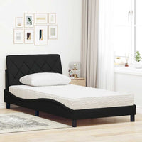vidaXL Letto con Materasso Nero 100x200 cm in Tessuto