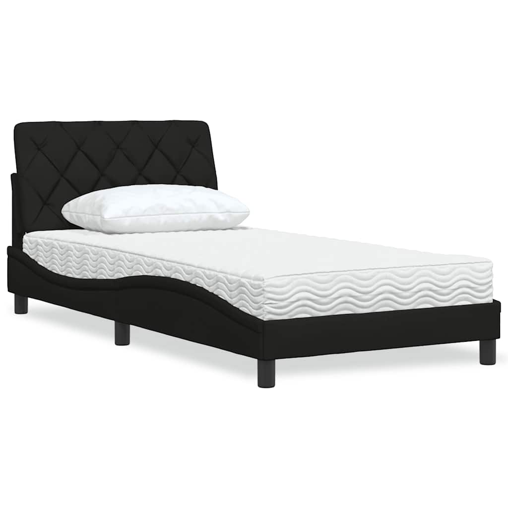 vidaXL Letto con Materasso Nero 100x200 cm in Tessuto