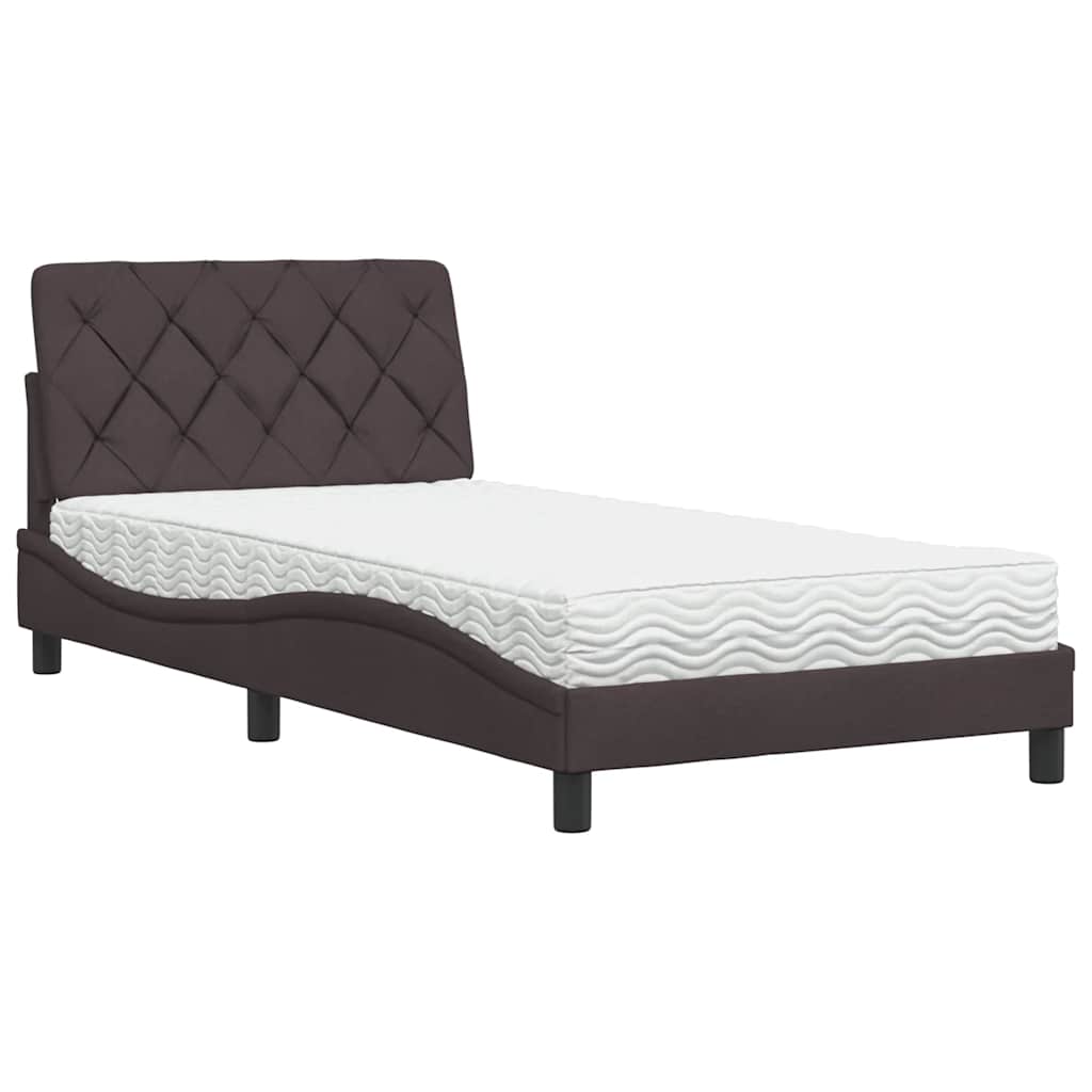 vidaXL Letto con Materasso Marrone Scuro 100x200 cm in Tessuto