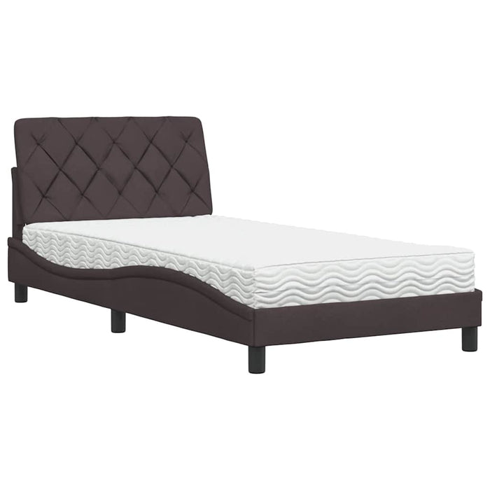 vidaXL Letto con Materasso Marrone Scuro 100x200 cm in Tessuto