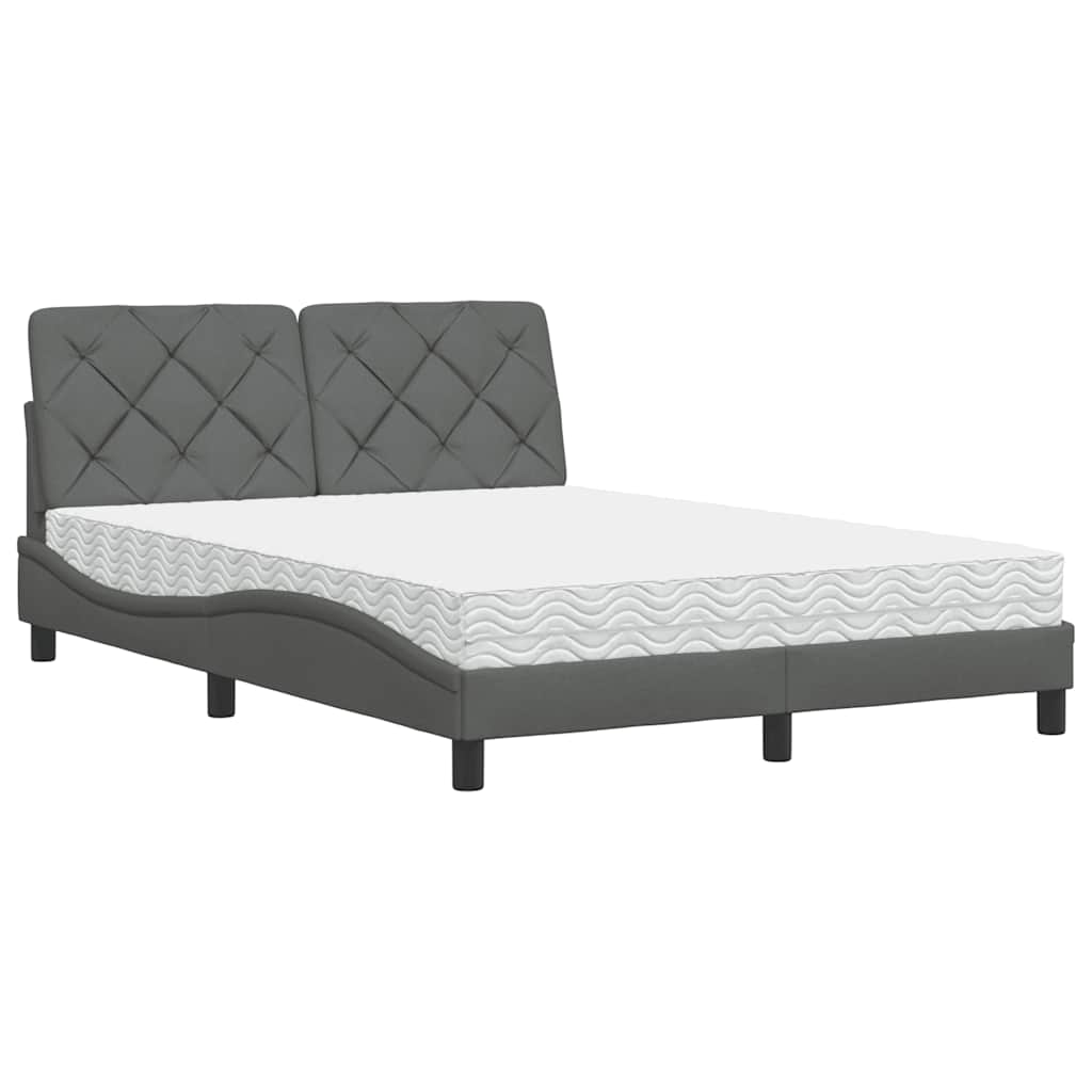 vidaXL Letto con Materasso Grigio Scuro 120x200 cm Tessuto