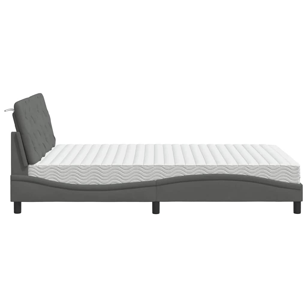 vidaXL Letto con Materasso Grigio Scuro 120x200 cm Tessuto