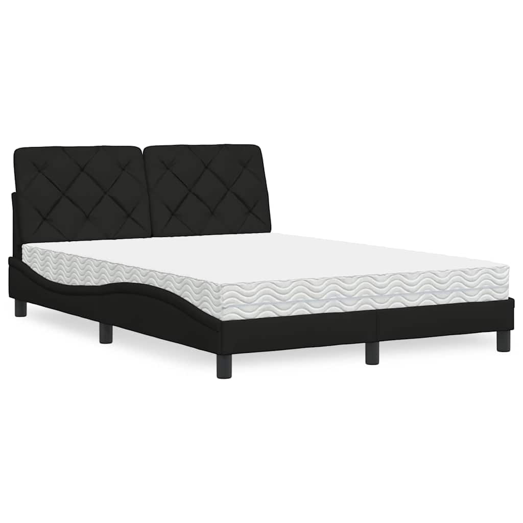 vidaXL Letto con Materasso Nero 120x200 cm in Tessuto