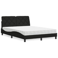 vidaXL Letto con Materasso Nero 120x200 cm in Tessuto