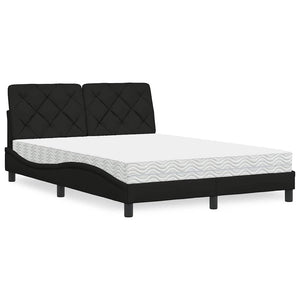 vidaXL Letto con Materasso Nero 120x200 cm in Tessuto