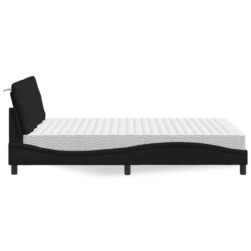 vidaXL Letto con Materasso Nero 120x200 cm in Tessuto