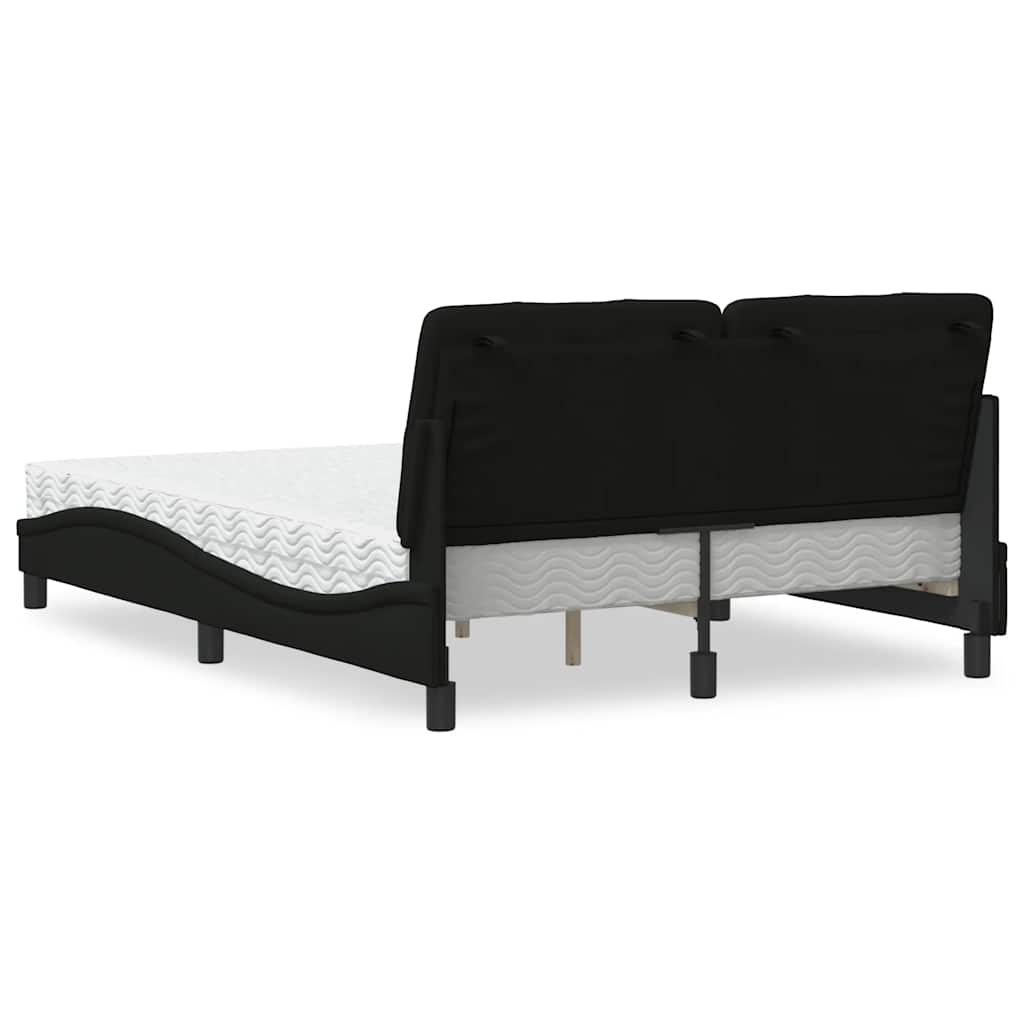 vidaXL Letto con Materasso Nero 120x200 cm in Tessuto