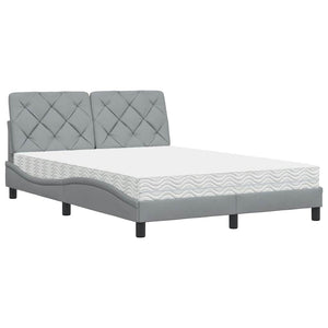 vidaXL Letto con Materasso Grigio Chiaro 140x190cm Tessuto