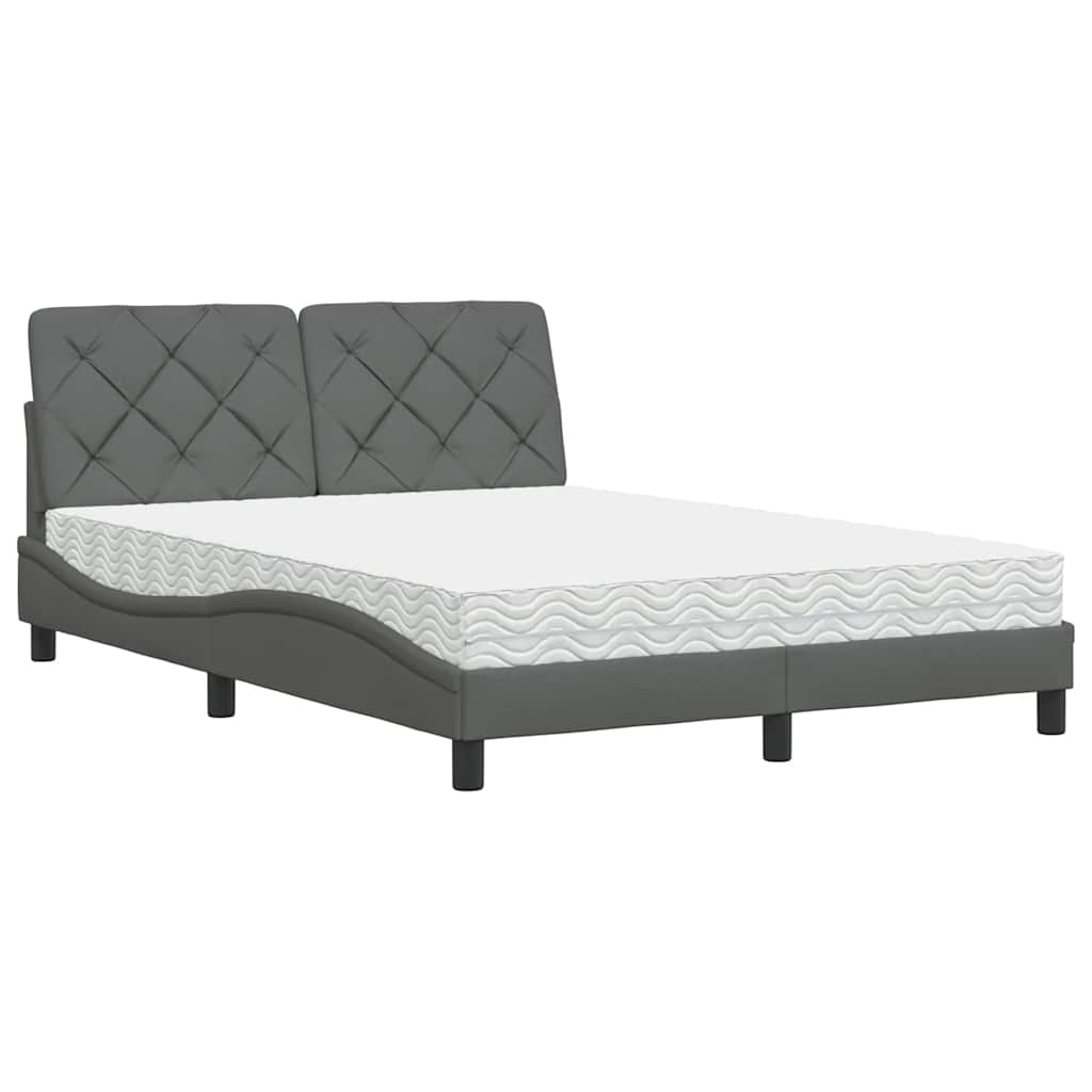 vidaXL Letto con Materasso Grigio Scuro 140x190 cm Tessuto