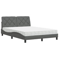 vidaXL Letto con Materasso Grigio Scuro 140x190 cm Tessuto