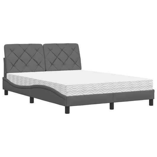 vidaXL Letto con Materasso Grigio Scuro 140x190 cm Tessuto