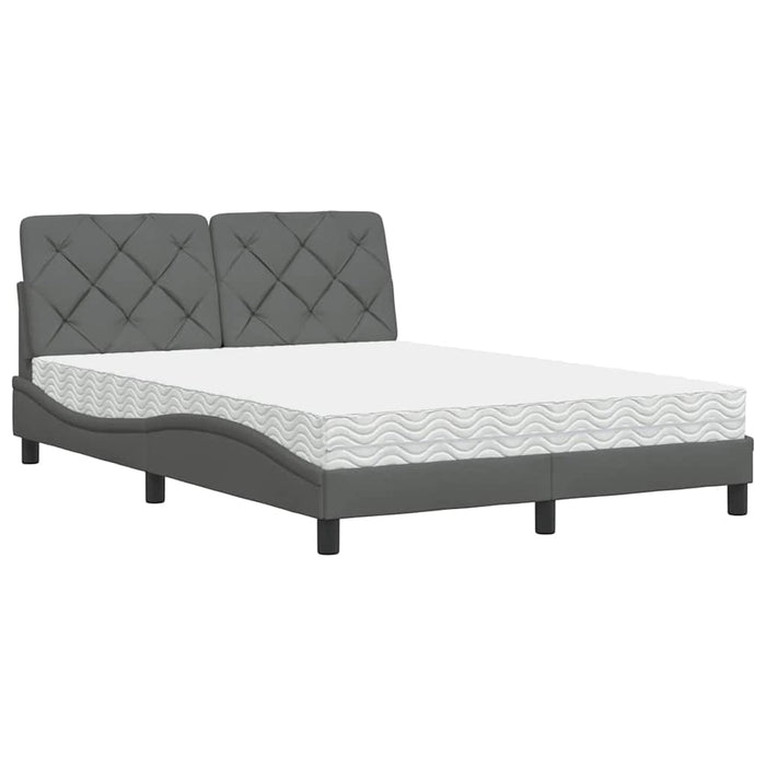 vidaXL Letto con Materasso Grigio Scuro 140x190 cm Tessuto