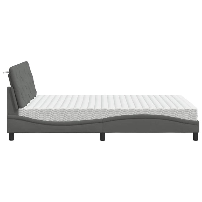 vidaXL Letto con Materasso Grigio Scuro 140x190 cm Tessuto