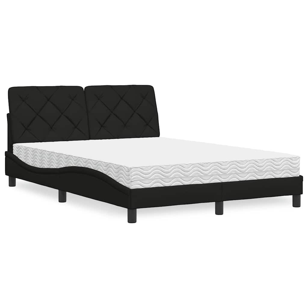 vidaXL Letto con Materasso Nero 140x190 cm in Tessuto