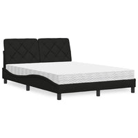 vidaXL Letto con Materasso Nero 140x190 cm in Tessuto