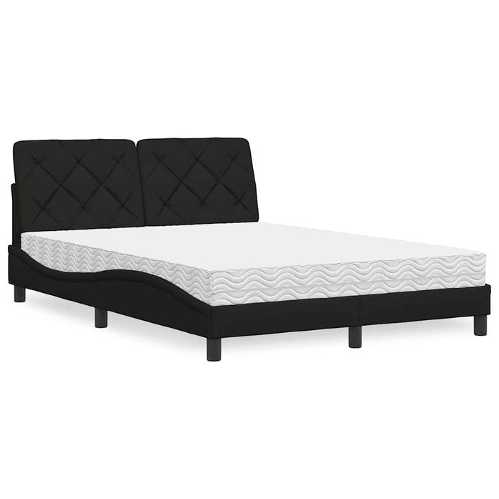 vidaXL Letto con Materasso Nero 140x190 cm in Tessuto