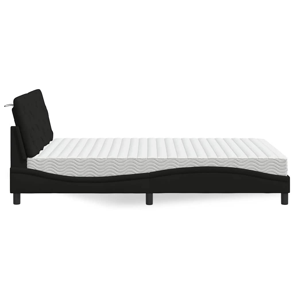 vidaXL Letto con Materasso Nero 140x190 cm in Tessuto