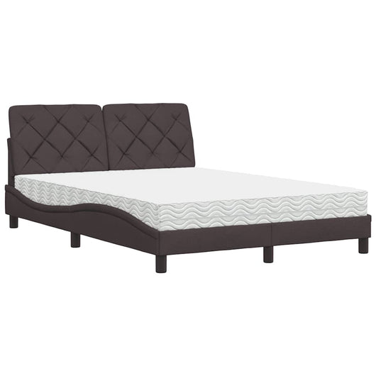 vidaXL Letto con Materasso Marrone Scuro 140x190cm Tessuto