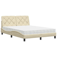 vidaXL Letto con Materasso Crema 140x19 cm in Tessuto