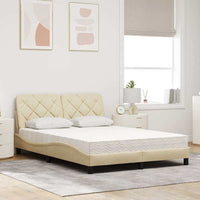 vidaXL Letto con Materasso Crema 140x19 cm in Tessuto