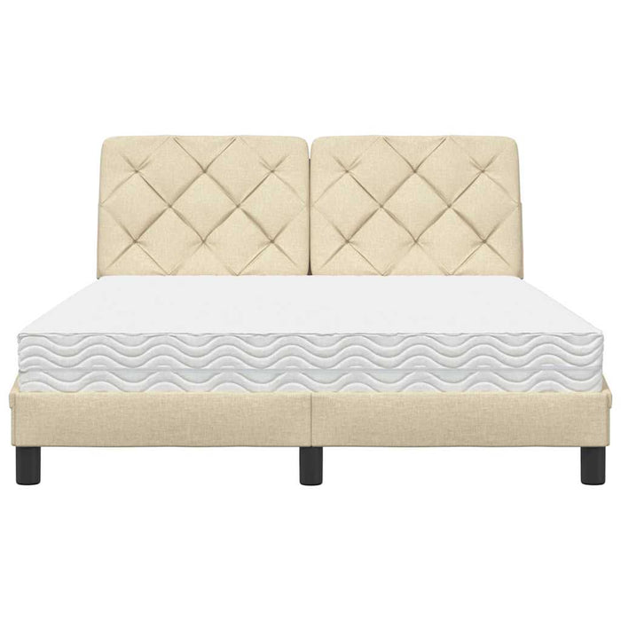 vidaXL Letto con Materasso Crema 140x19 cm in Tessuto