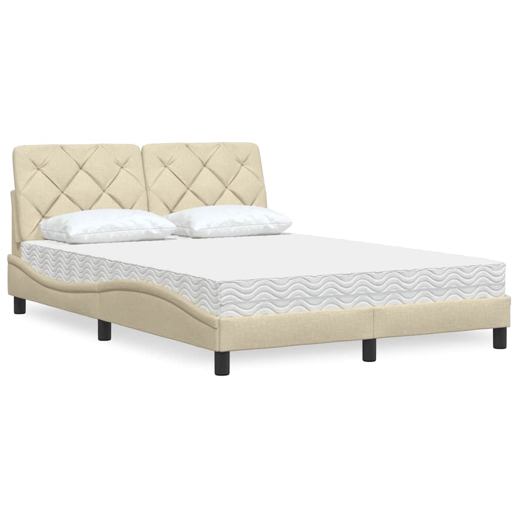 vidaXL Letto con Materasso Crema 140x19 cm in Tessuto