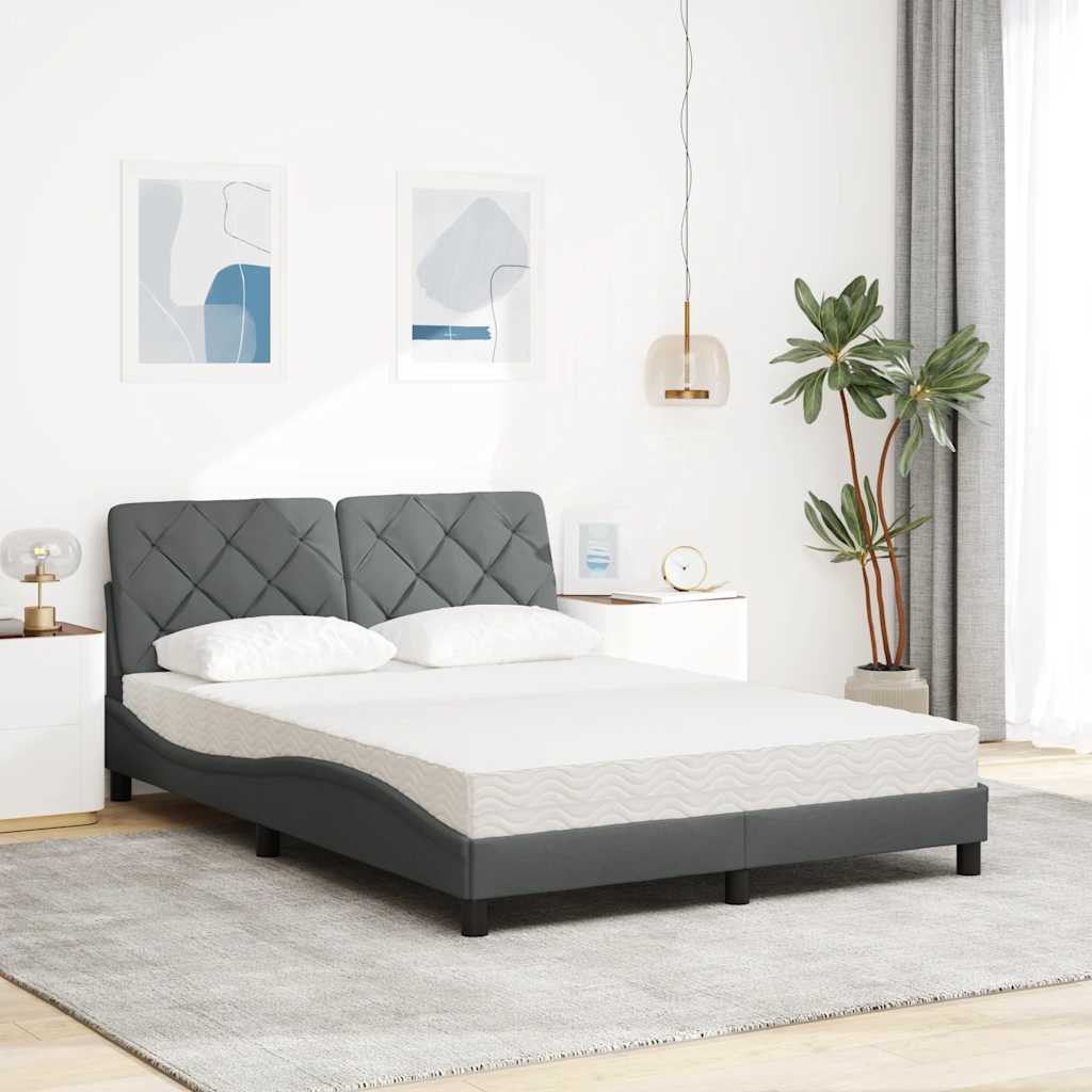 vidaXL Letto con Materasso Grigio Scuro 140x200cm Tessuto
