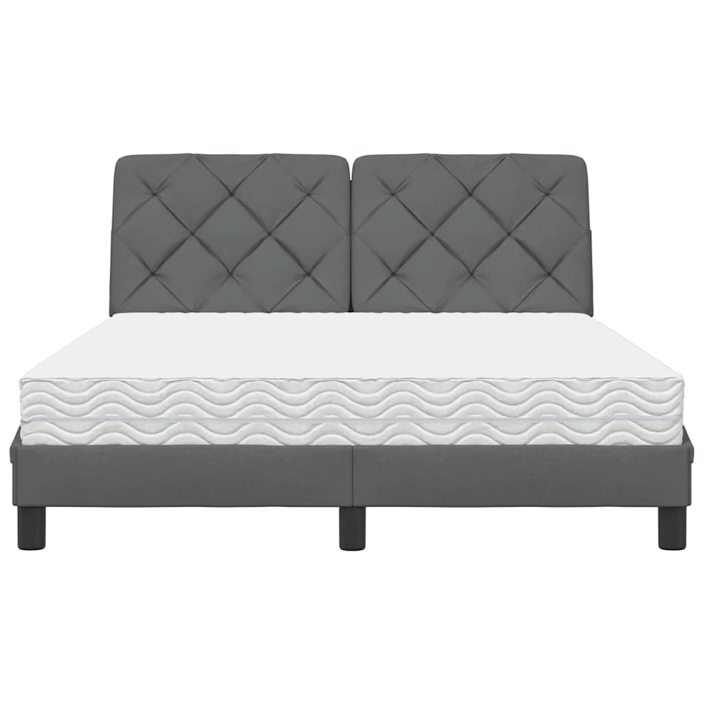 vidaXL Letto con Materasso Grigio Scuro 140x200cm Tessuto