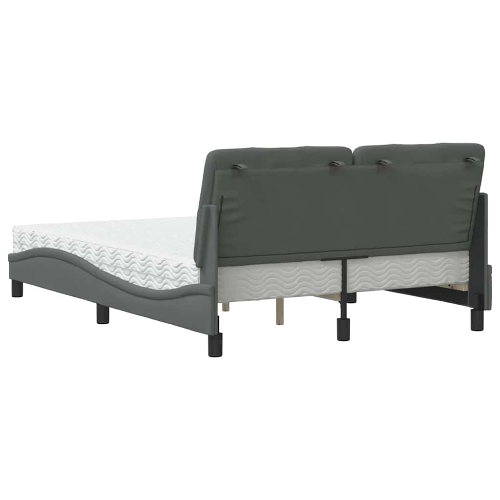vidaXL Letto con Materasso Grigio Scuro 140x200cm Tessuto