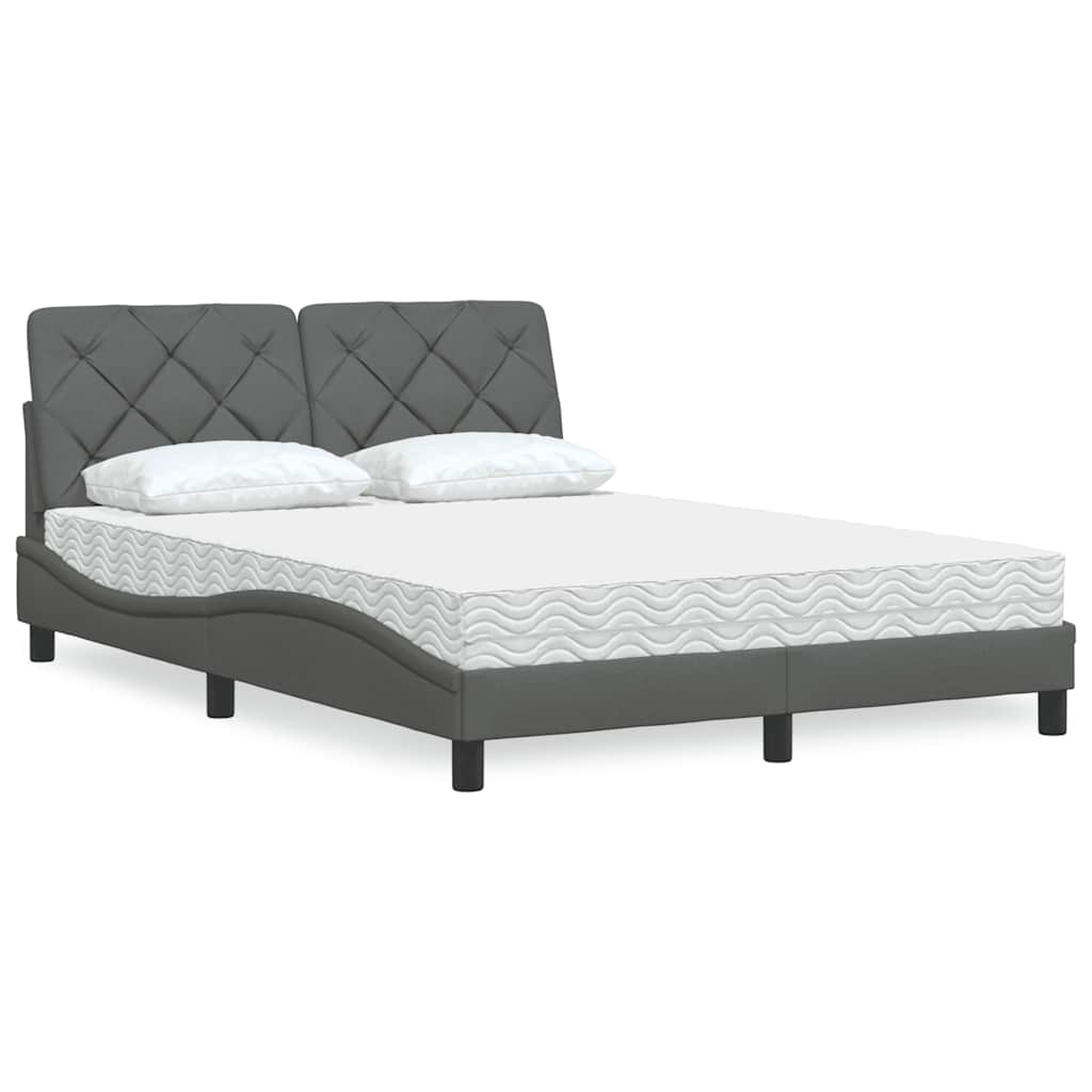 vidaXL Letto con Materasso Grigio Scuro 140x200cm Tessuto