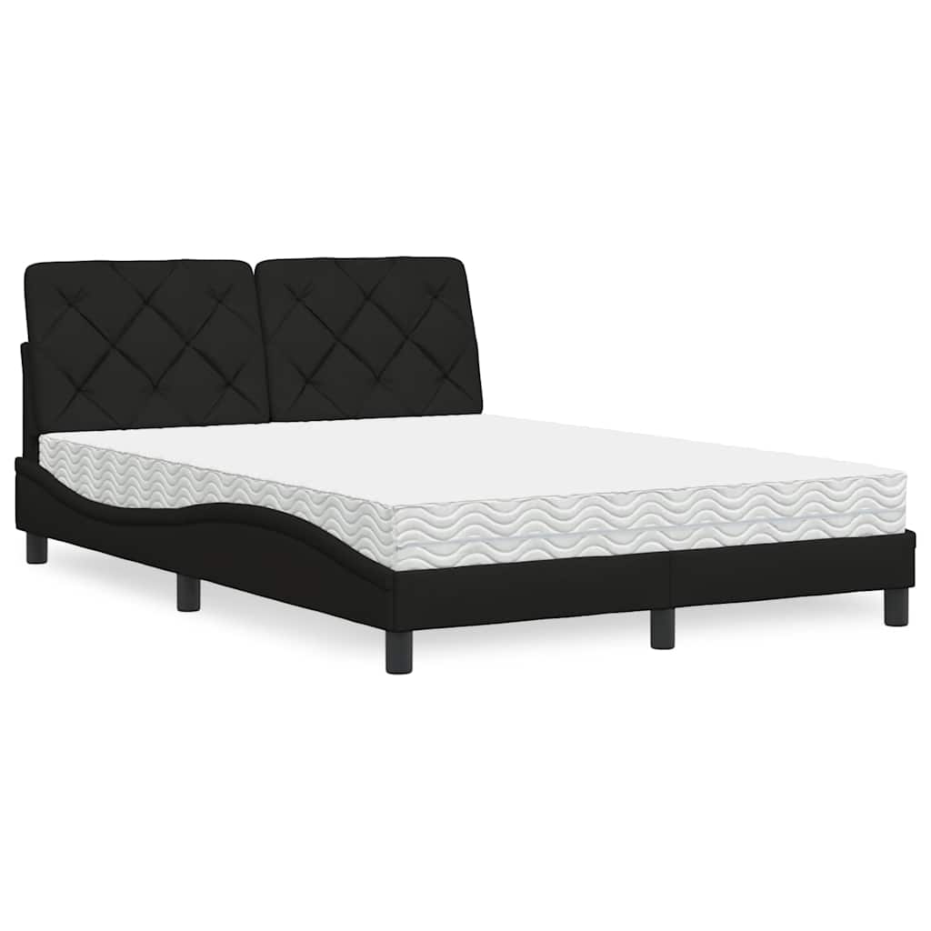 vidaXL Letto con Materasso Nero 140x200 cm in Tessuto