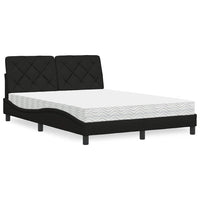 vidaXL Letto con Materasso Nero 140x200 cm in Tessuto