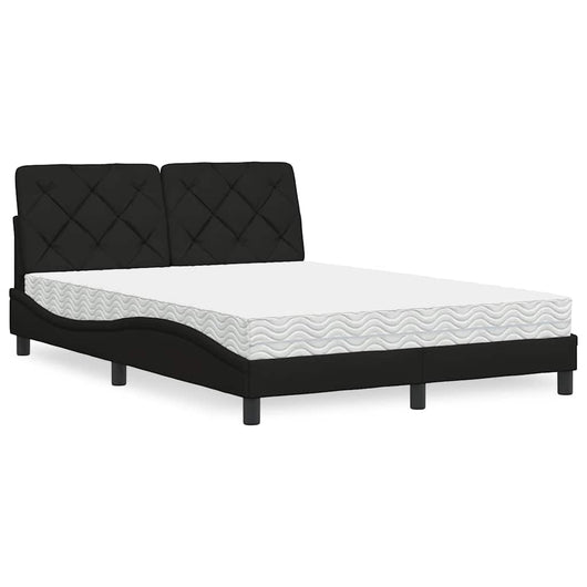 vidaXL Letto con Materasso Nero 140x200 cm in Tessuto