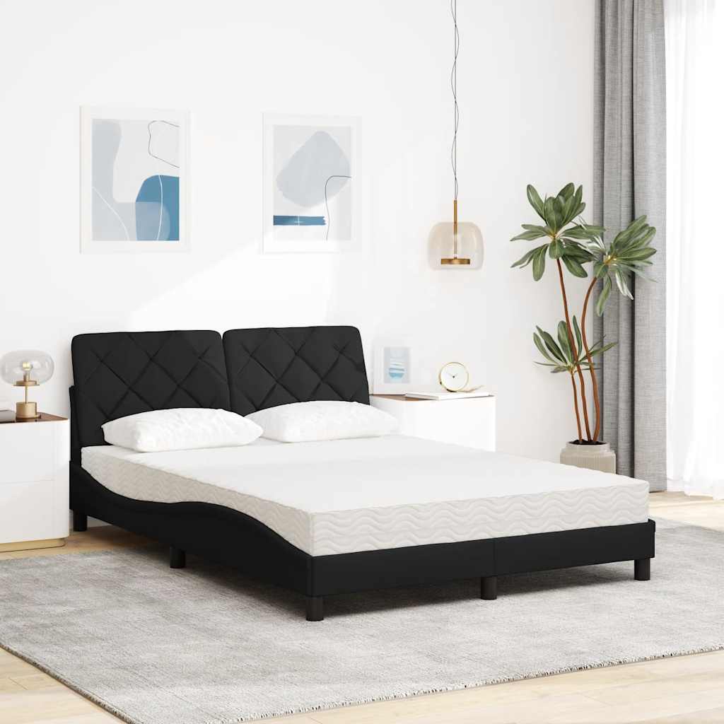 vidaXL Letto con Materasso Nero 140x200 cm in Tessuto