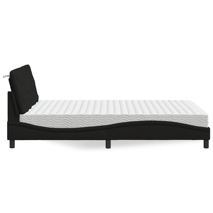 vidaXL Letto con Materasso Nero 140x200 cm in Tessuto