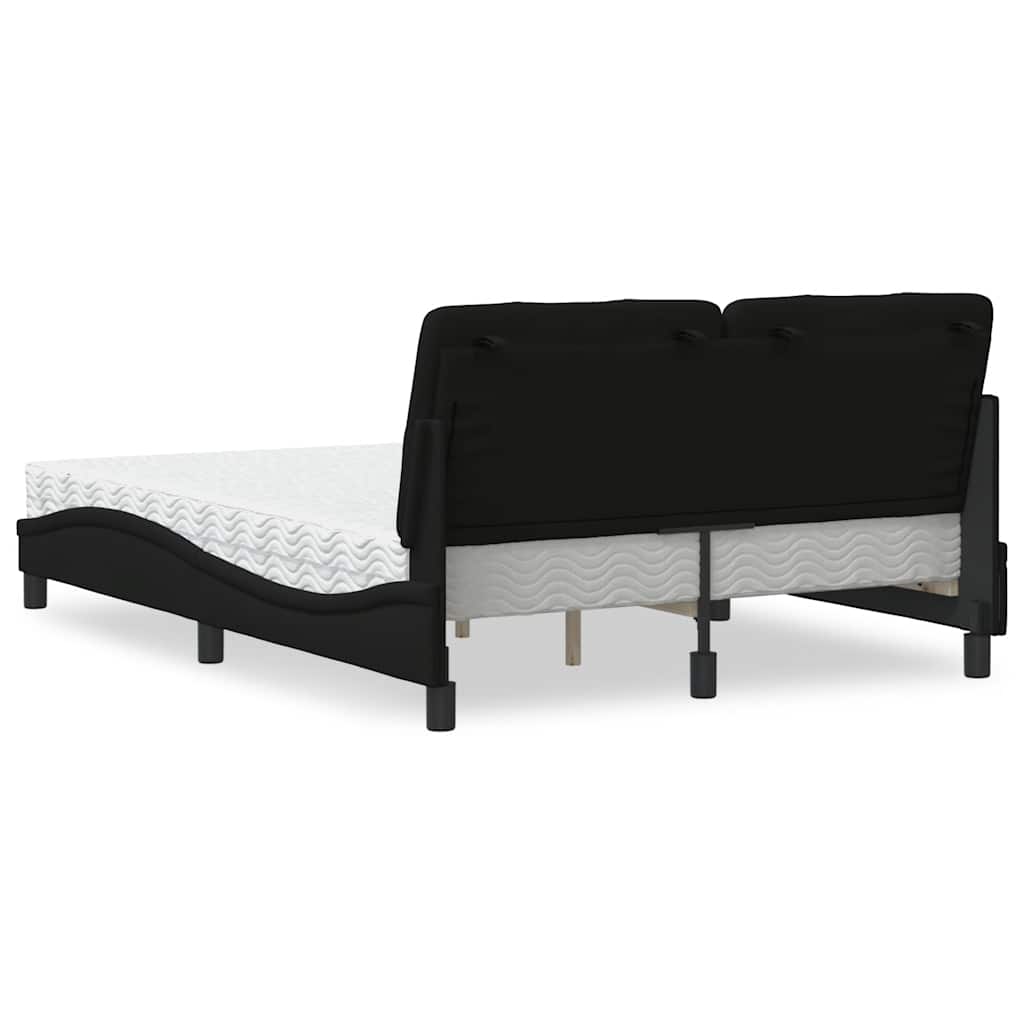 vidaXL Letto con Materasso Nero 140x200 cm in Tessuto