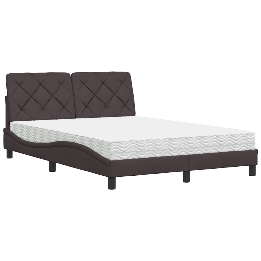 vidaXL Letto con Materasso Marrone Scuro 140x200cm Tessuto