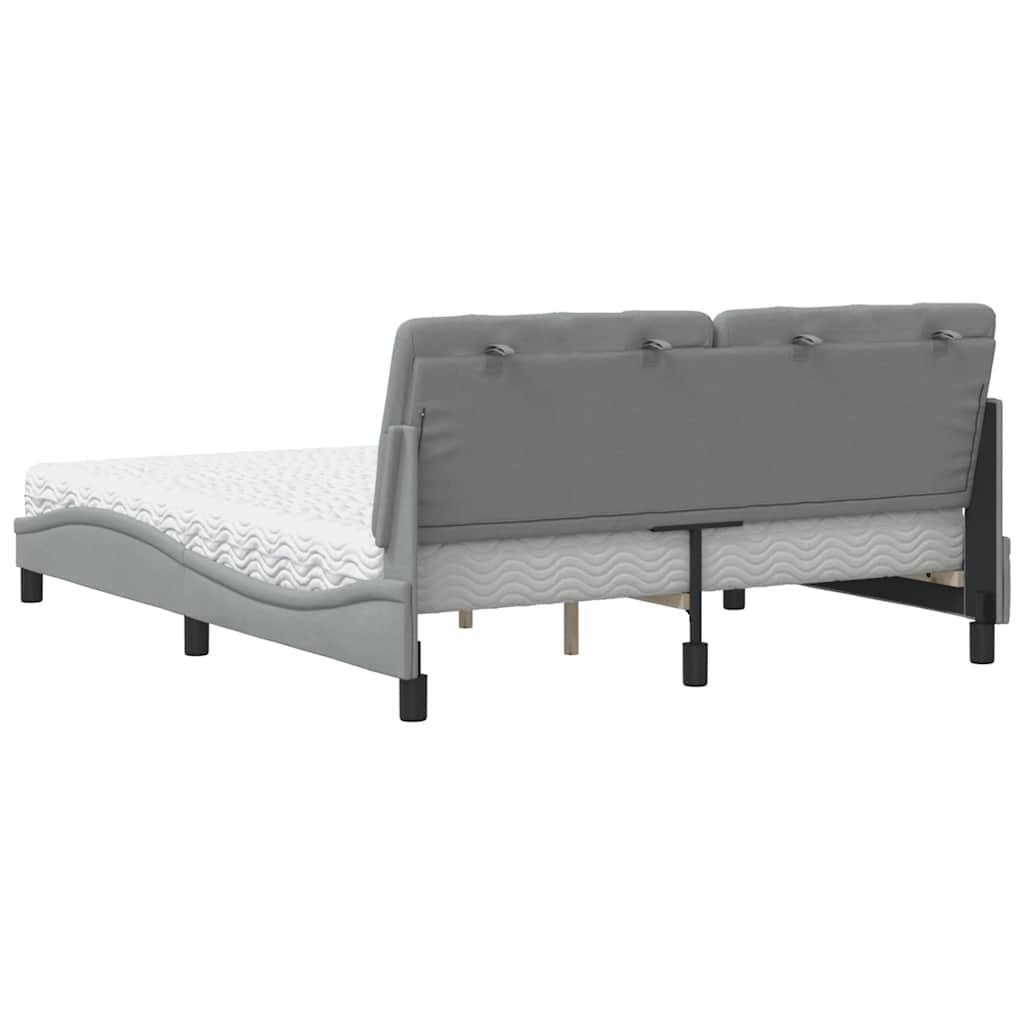 vidaXL Letto con Materasso Grigio Chiaro160x200 cm Tessuto