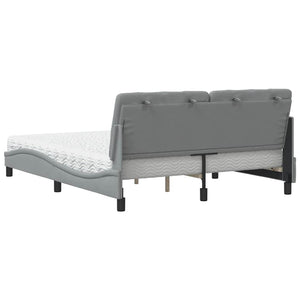 vidaXL Letto con Materasso Grigio Chiaro160x200 cm Tessuto