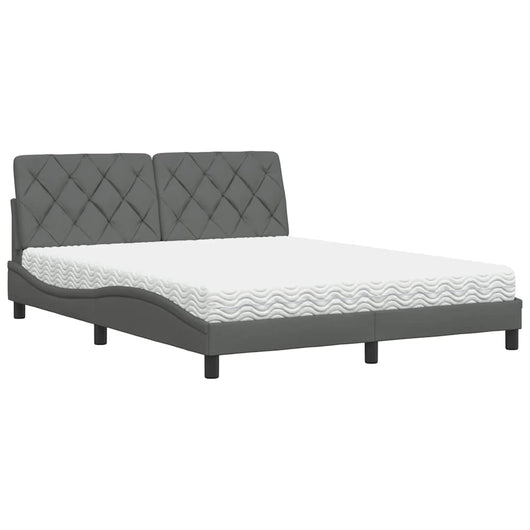 vidaXL Letto con Materasso Grigio Scuro 160x200 cm Tessuto