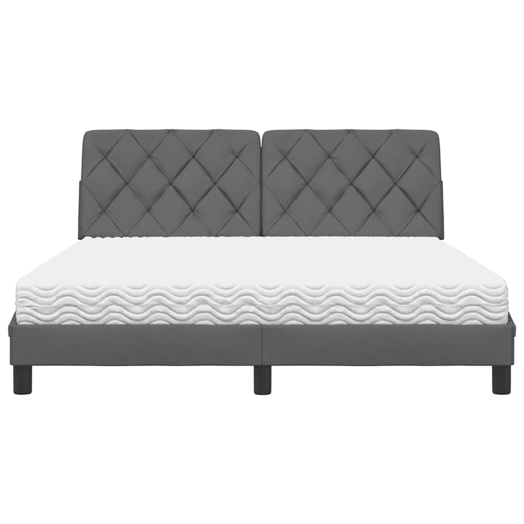 vidaXL Letto con Materasso Grigio Scuro 160x200 cm Tessuto