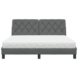 vidaXL Letto con Materasso Grigio Scuro 160x200 cm Tessuto