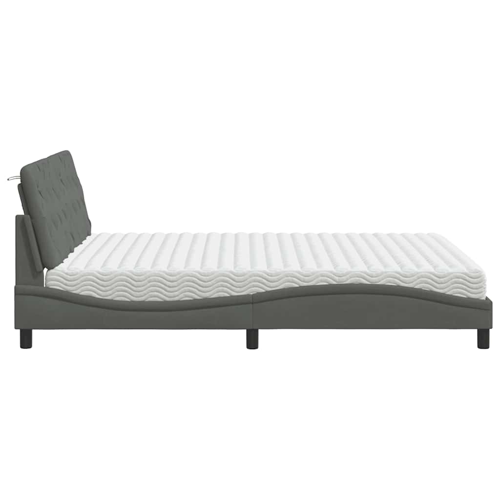 vidaXL Letto con Materasso Grigio Scuro 160x200 cm Tessuto