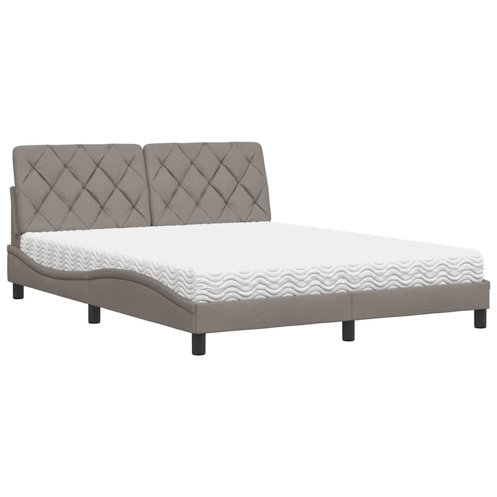 vidaXL Letto con Materasso Tortora 160x200 cm in Tessuto