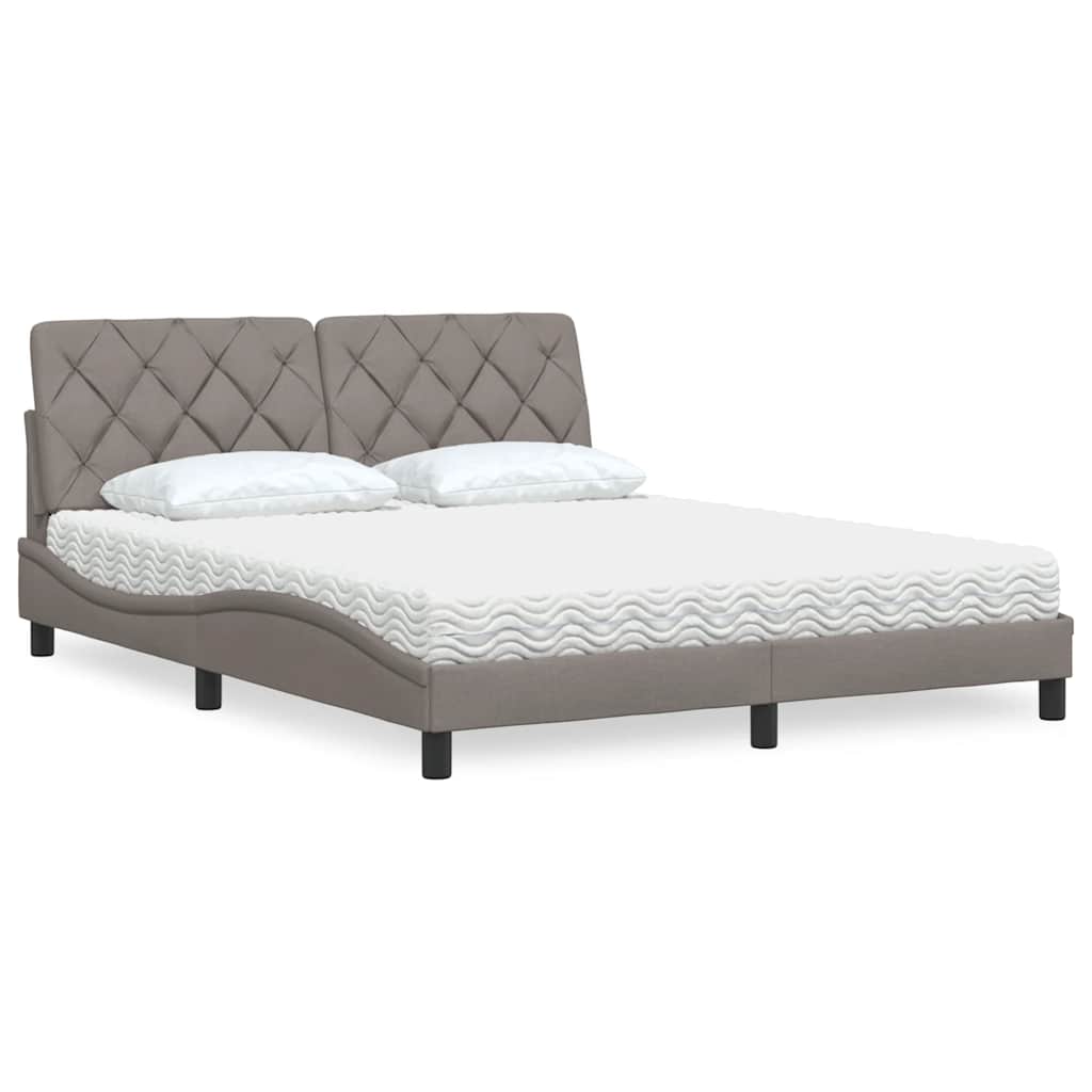 vidaXL Letto con Materasso Tortora 160x200 cm in Tessuto
