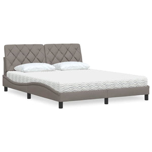 vidaXL Letto con Materasso Tortora 160x200 cm in Tessuto