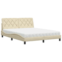 vidaXL Letto con Materasso Crema 160x200 cm in Tessuto