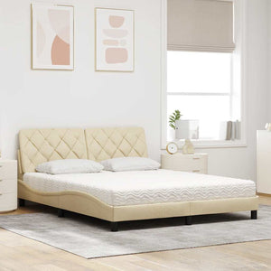 vidaXL Letto con Materasso Crema 160x200 cm in Tessuto