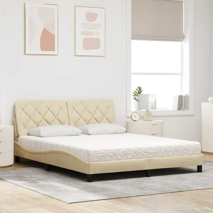 vidaXL Letto con Materasso Crema 160x200 cm in Tessuto